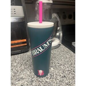 EXCLUSIVE Braums Green Tumbler - 24oz Insulated with Pink Straw by Simple Modern